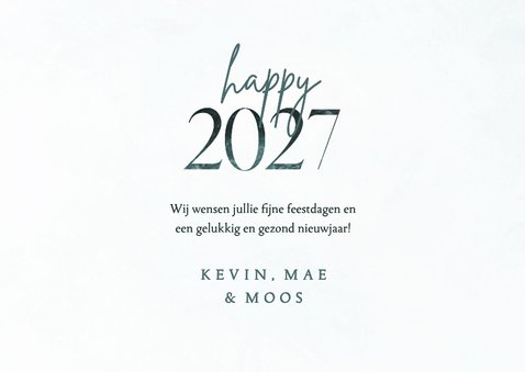 Fotocollage kerstkaart happy 2027 met sneeuwvlokken 3