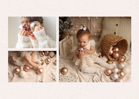 Fotocollage kerstkaart met papiertextuur warme wensen 2
