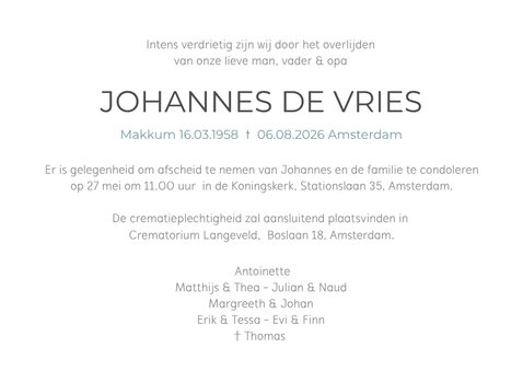 Fotocollage rouwkaart liggend met 8 eigen foto's en naam 3