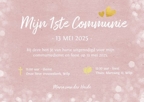 Fotokaart communie - uitnodiging communiefeest meisje 3