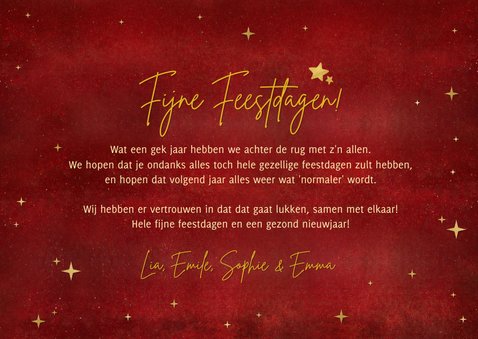Fotokaart Corona - Rode kaart met gouden 1,5 meter kerstboom 3
