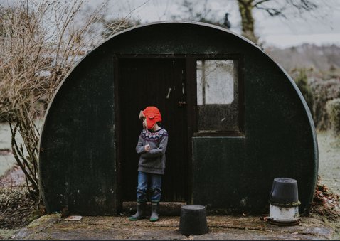 Fotokaart donker met botanische kerstboom en foto 2