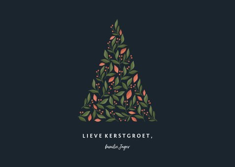 Fotokaart donker met botanische kerstboom en foto 3