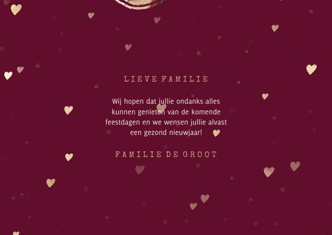 Fotokaart foto in hart groot met gouden hartjes 3