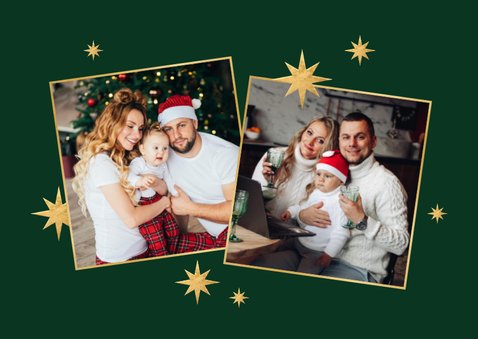Fotokaart fotocollage fijne feestdagen gouden sterren kerst 2