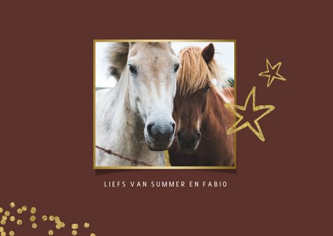 Fotokaart goud stijlvol met paarden en sterren 2