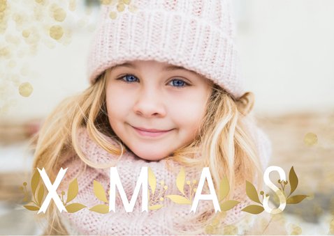 Fotokaart grote foto XMAS goudlook met confetti 2