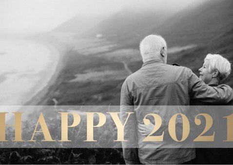 Fotokaart 'Happy 2020' stijlvol goud 2