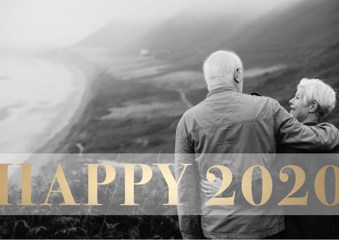 Fotokaart 'Happy 2020' stijlvol goud 2