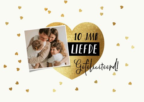 Fotokaart huwelijksjubileum met gouden hart 2