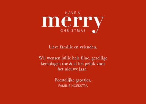 Fotokaart in kerstlook en 'merry' in rode letters 3
