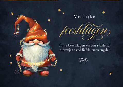 Fotokaart kabouter foto kerstlampjes sterren 3