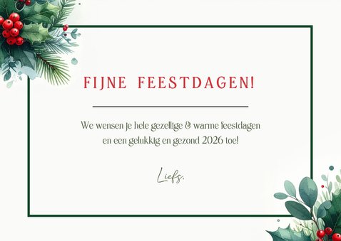 Fotokaart kerst met je eigen foto en kersttakjes en hulst 3