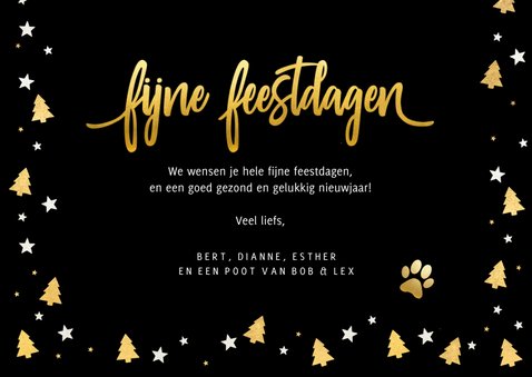 Fotokaart kerstmis - met foto van hond en gouden pootafdruk 3