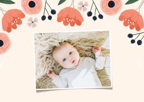 Fotokaart moederdag met roze bloemen en liefste mama 2
