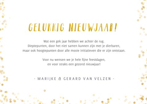 Fotokaart nieuwjaar met grote foto en goud 3
