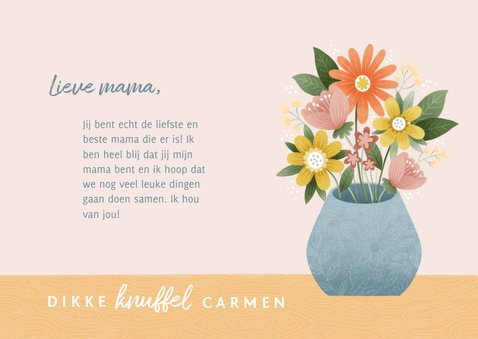 Fotokaart voor moederdag met bosje bloemen in vaas 3