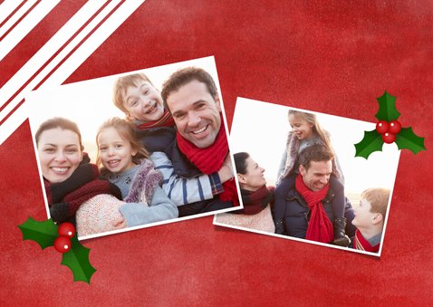 Fotokaart zuurstok strepen, grote foto en Merry Christmas! 2