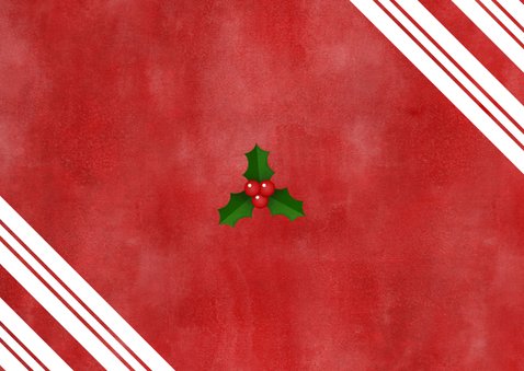Fotokaart zuurstok strepen, grote foto en Merry Christmas! Achterkant