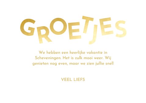 Fotokaartje met fotocollage en speelse gouden groetjes 3
