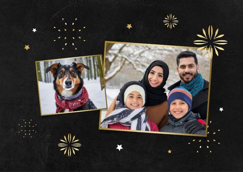 Franse kerstkaart met vuurwerk en sterren 2