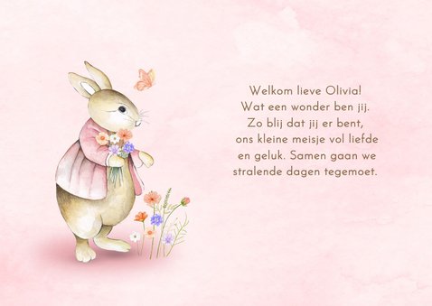 Geboorte meisje vintage konijntje met bloemen 2