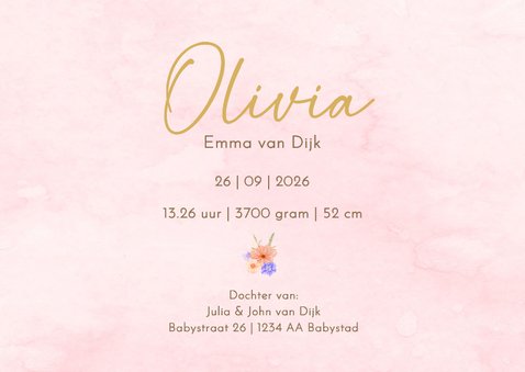 Geboorte meisje vintage konijntje met bloemen 3