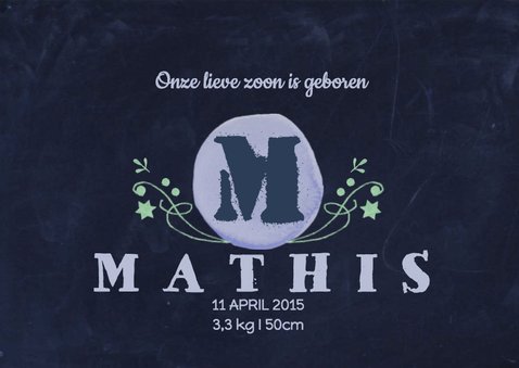 Geboorte Monogram Schoolbord 3