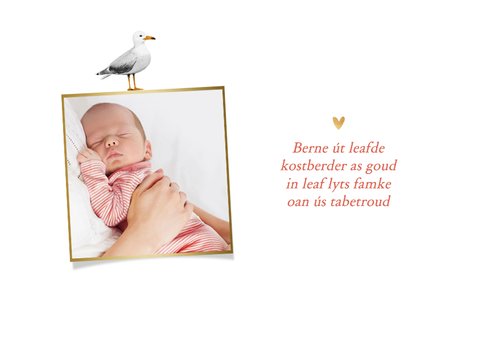 Geboortekaartje dieren strand zee vogels schelpen vuurtoren 2