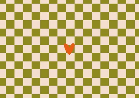 Geboortekaartje groovy groen paars rood blokjes  Achterkant