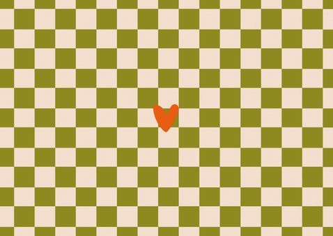 Geboortekaartje groovy groen paars rood blokjes Achterkant