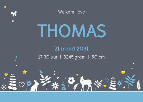 Geboortekaartje halve cirkel met dieren en goud 3