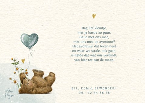 Geboortekaartje jongen groot gezin met beren 2