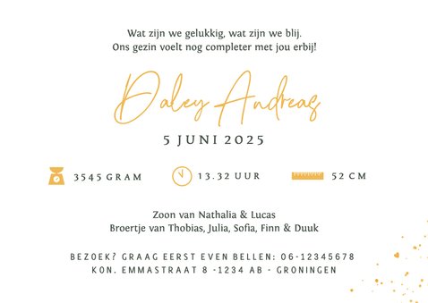 Geboortekaartje jongen - silhouet met 6 kinderen bij wiegje 3