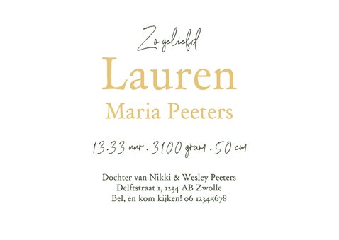 Geboortekaartje klassiek goud bloemen hartjes groen 3