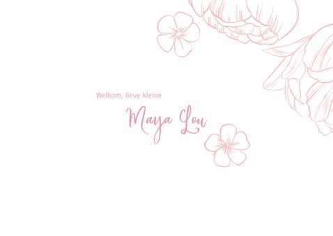 Geboortekaartje lief meisje foto & bloemen 2