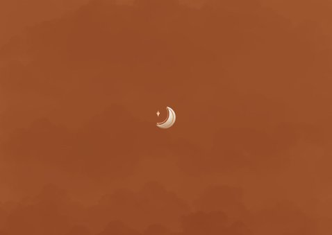 Geboortekaartje maan en planeten koperfolie roestbruin Achterkant