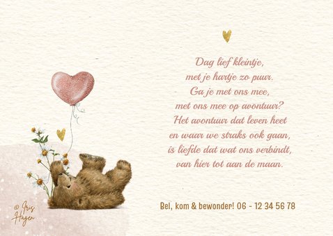 Geboortekaartje meisje groot gezin met beren familie 2