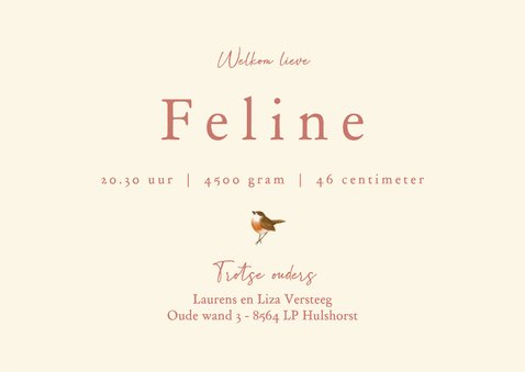 Geboortekaartje meisje met slapend beertje in het bos 3