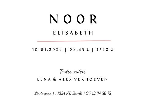 Geboortekaartje met eigen foto en roze hartje 3