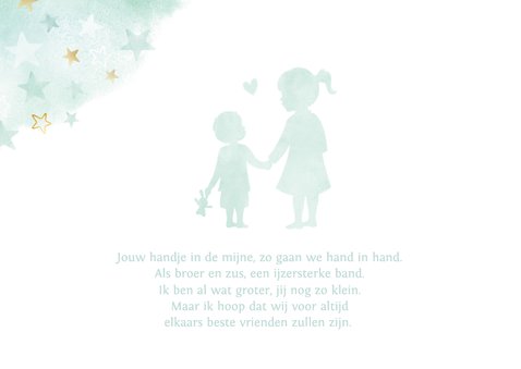 Geboortekaartje met eigen foto - silhouet zus met broertje 2