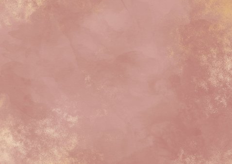 Geboortekaartje met gouden poeder en oudroze waterverf Achterkant