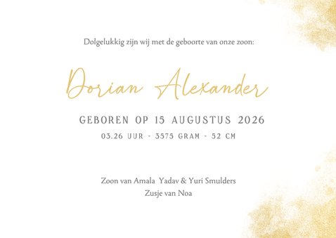 Geboortekaartje met grote eigen foto en sierlijke naam 3