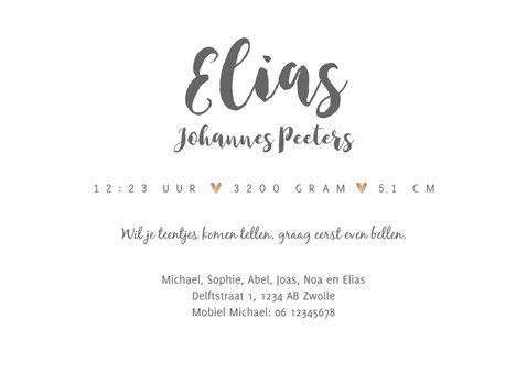 Geboortekaartje uiltjes broertje bomen zon hartjes 3