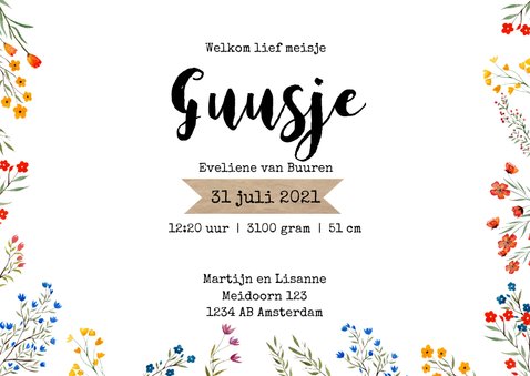Geboortekaartje | Veldbloemen bijzonder 3