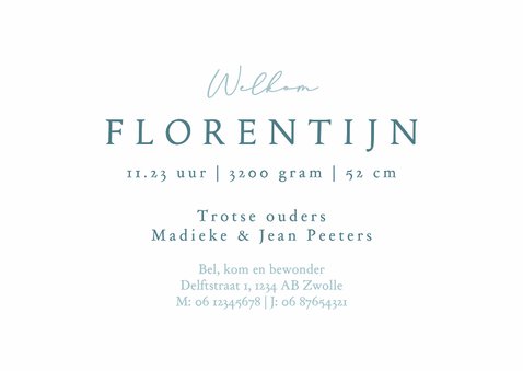 Geboortekaartje zwaan waterlelie blauw stijlvol gezin 3