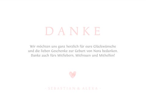 Geburtskarte Fotocollage rosa Herz Aquarell 3