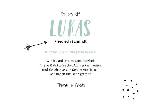 Geburtskarte mit Foto Hallo & Danke 3