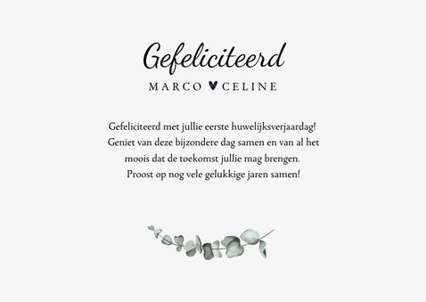 Gefeliciteerd jubileumkaart 1 jaar huwelijk boho 3