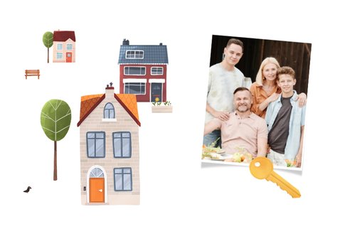 Gefeliciteerd nieuwe woning huisjes buurt sleutel 2